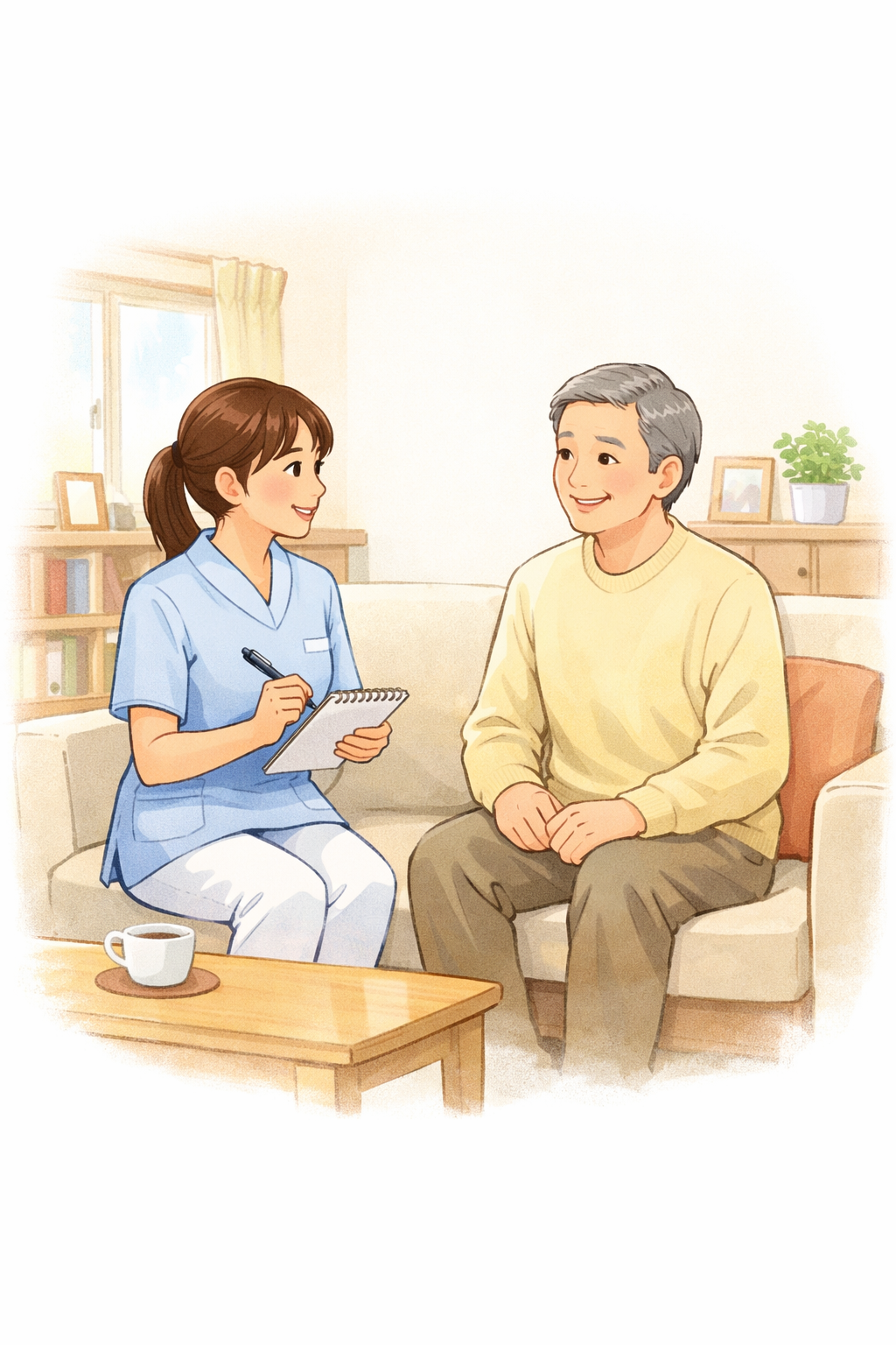 利用者さんと話している