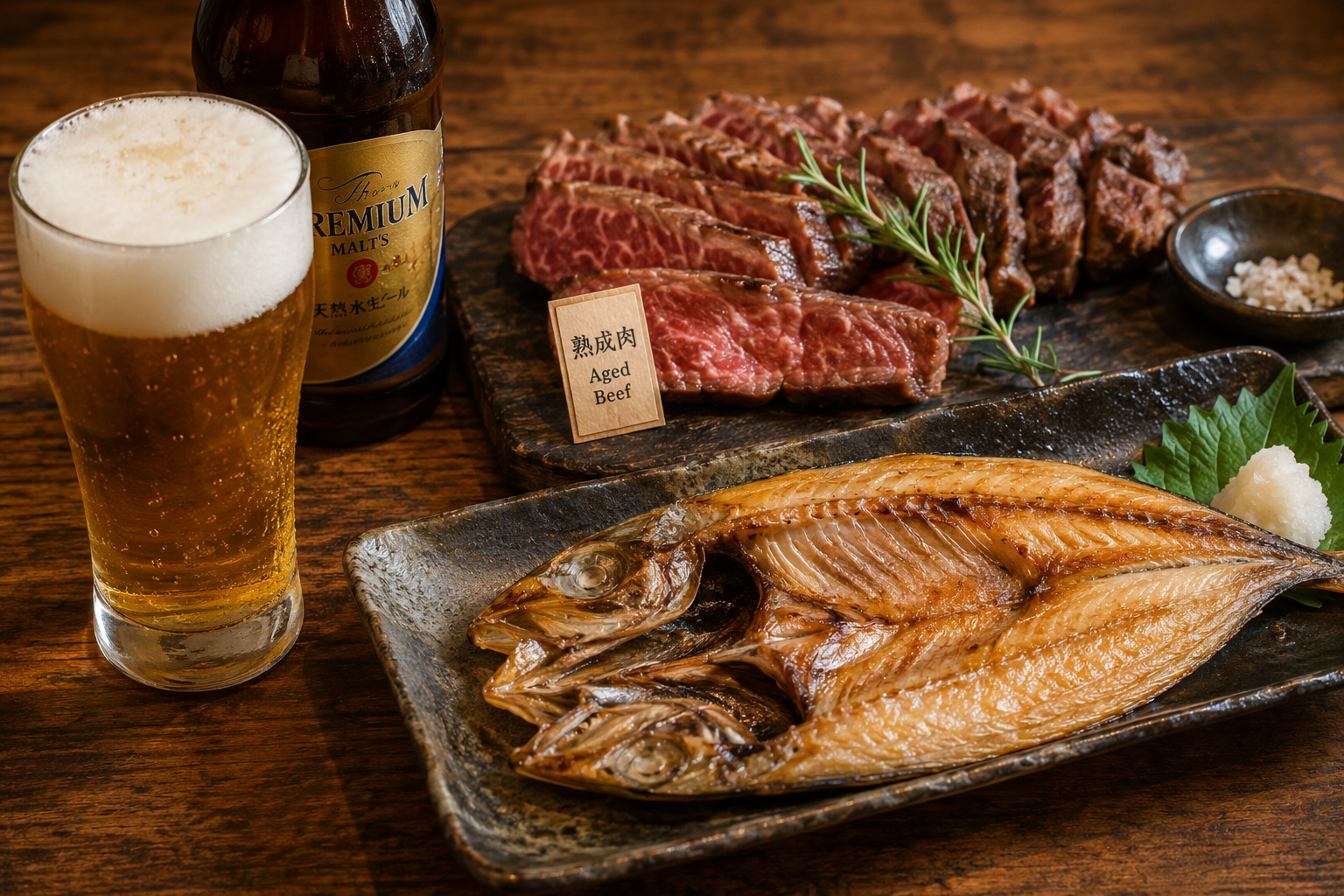 熟成肉と干物とビール