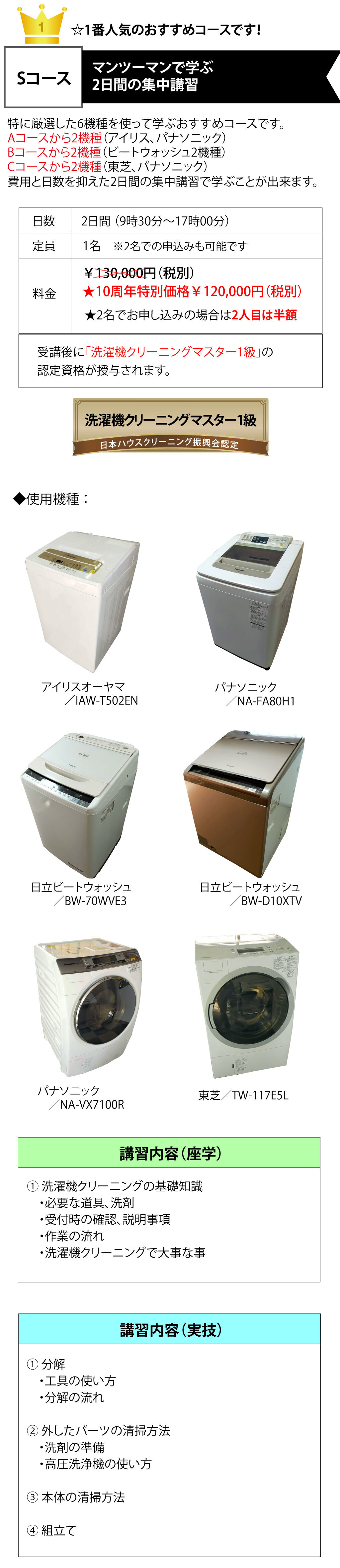 洗濯機クリーニング研修詳細（Ｓコース）-アイベルCBスクール