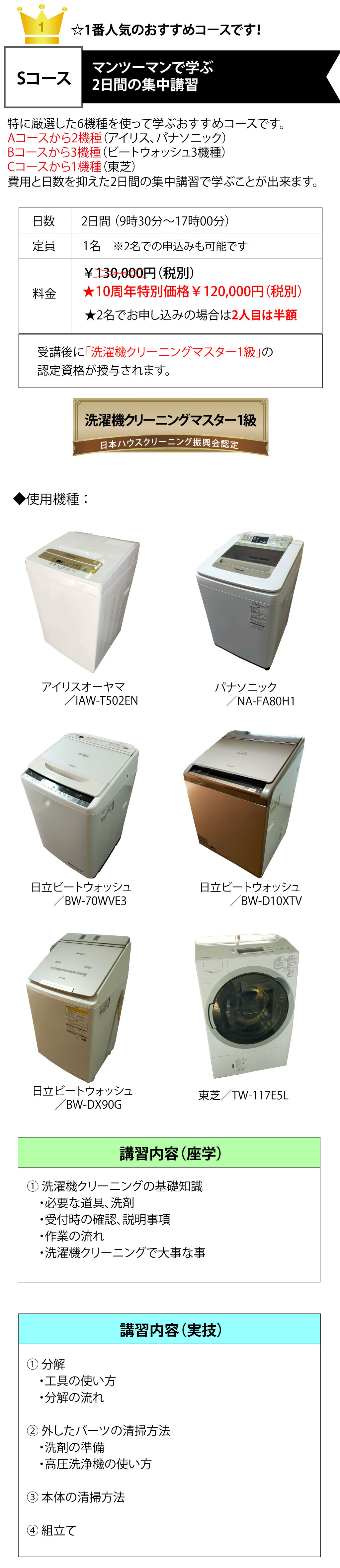洗濯機クリーニング講習詳細（Ｓコース）-アイベルCBスクール