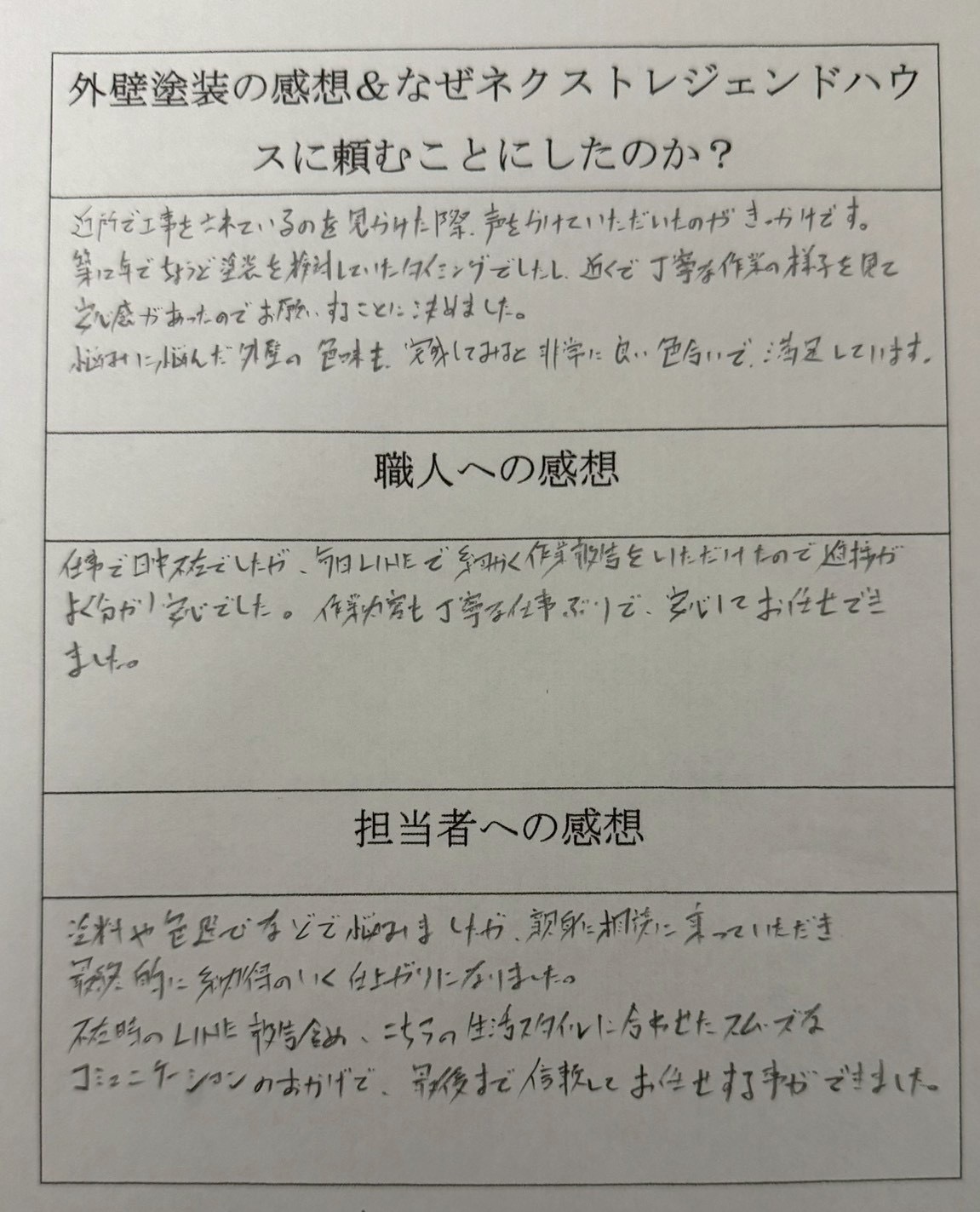 H様お客様のお声